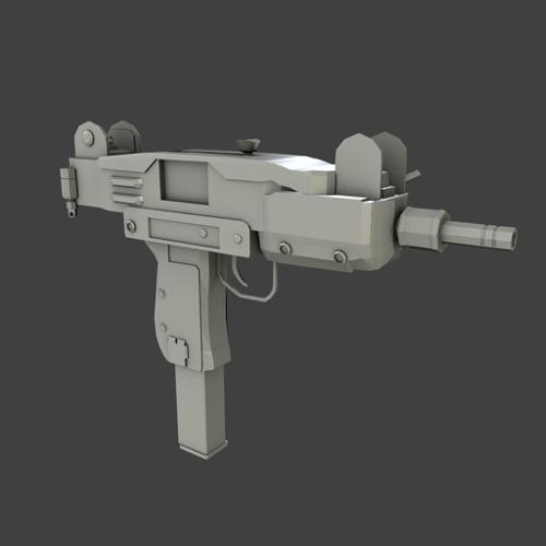 Mini-Uzi Submachine Gun (Low Poly) preview image